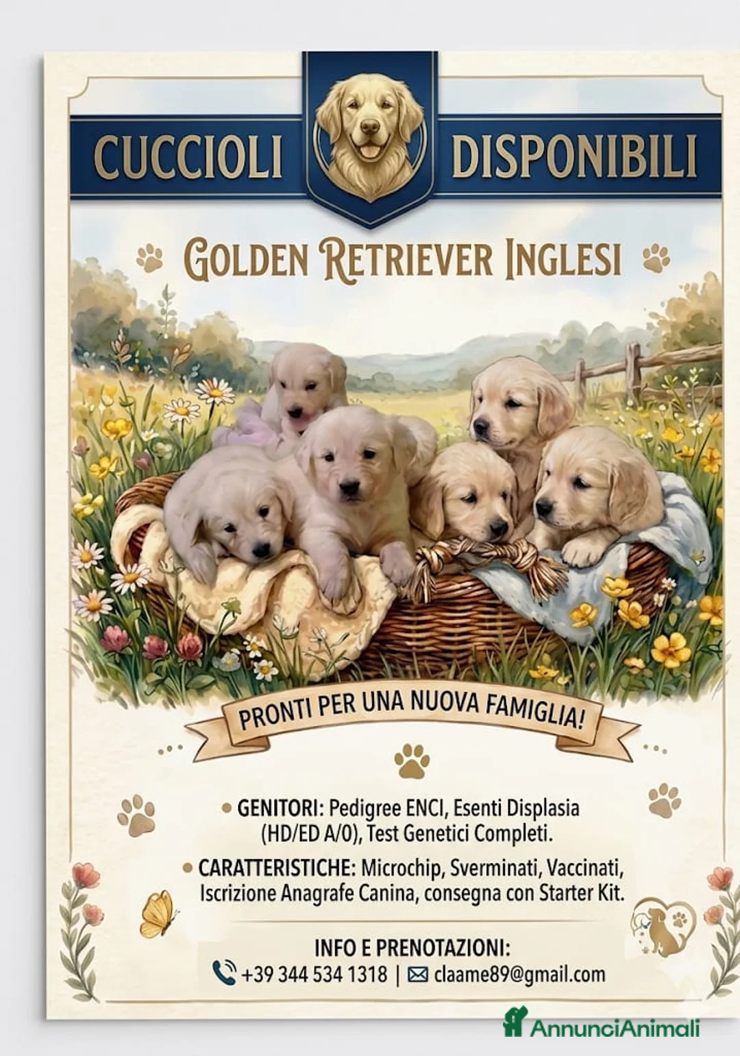 Golden Retriever cani in vendita: GoldenRetriver linea inglese - Annuncio 1