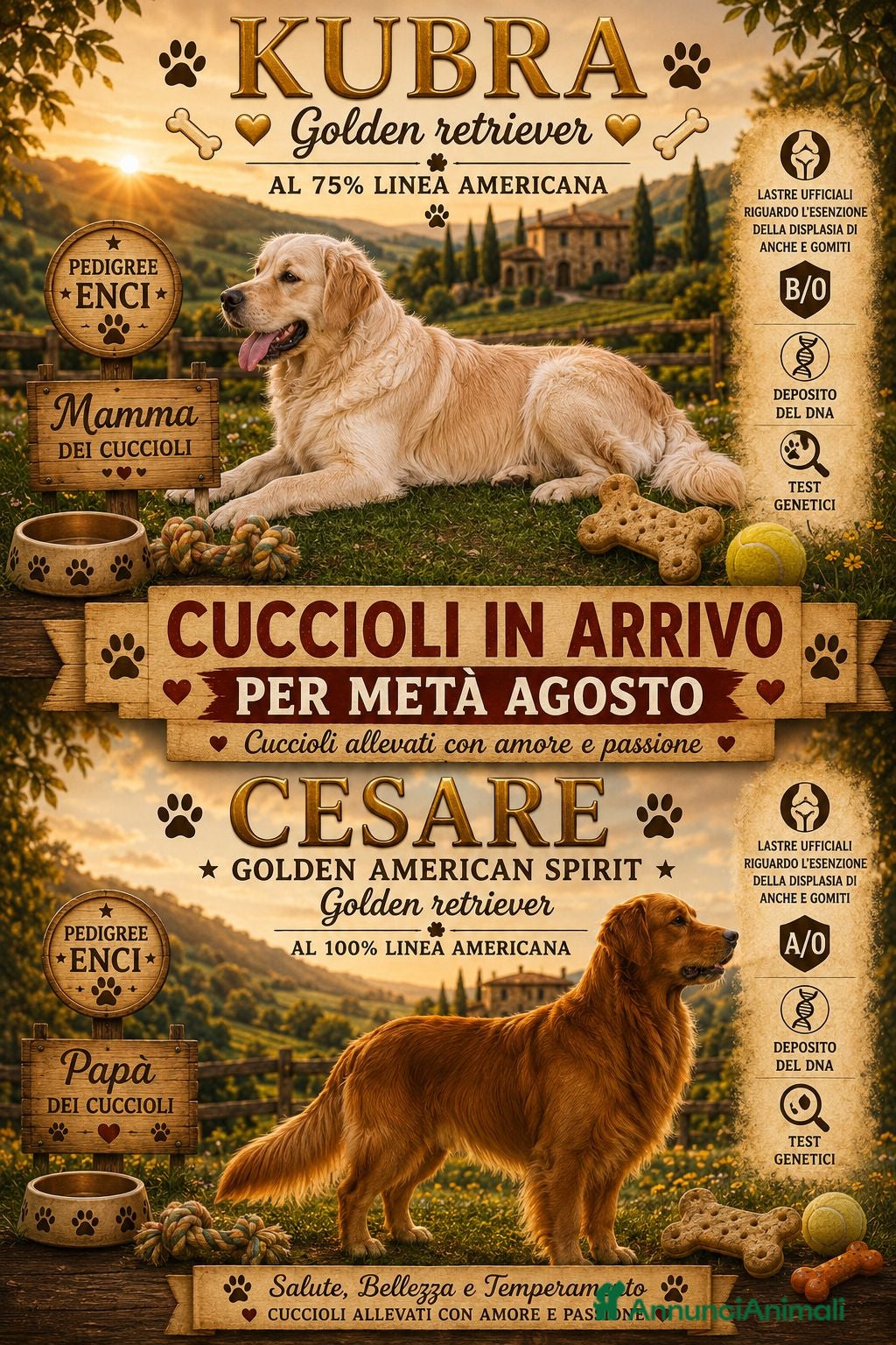 Golden Retriever cani Golden retriever con pedigree ENCI  - Annuncio 1