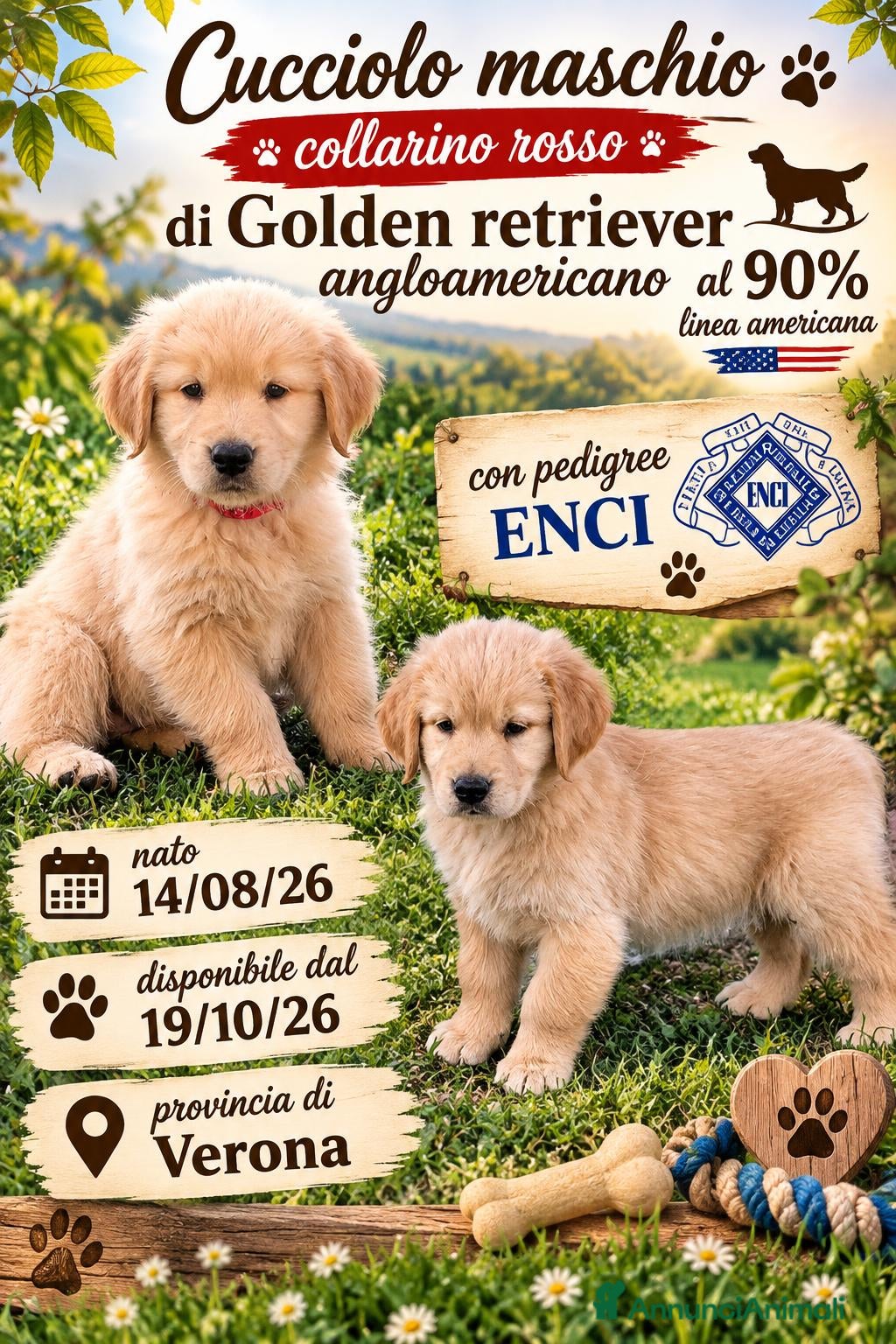 Golden Retriever cani Cucciolo maschio Golden retriever pedigree ENCI  - Annuncio 1