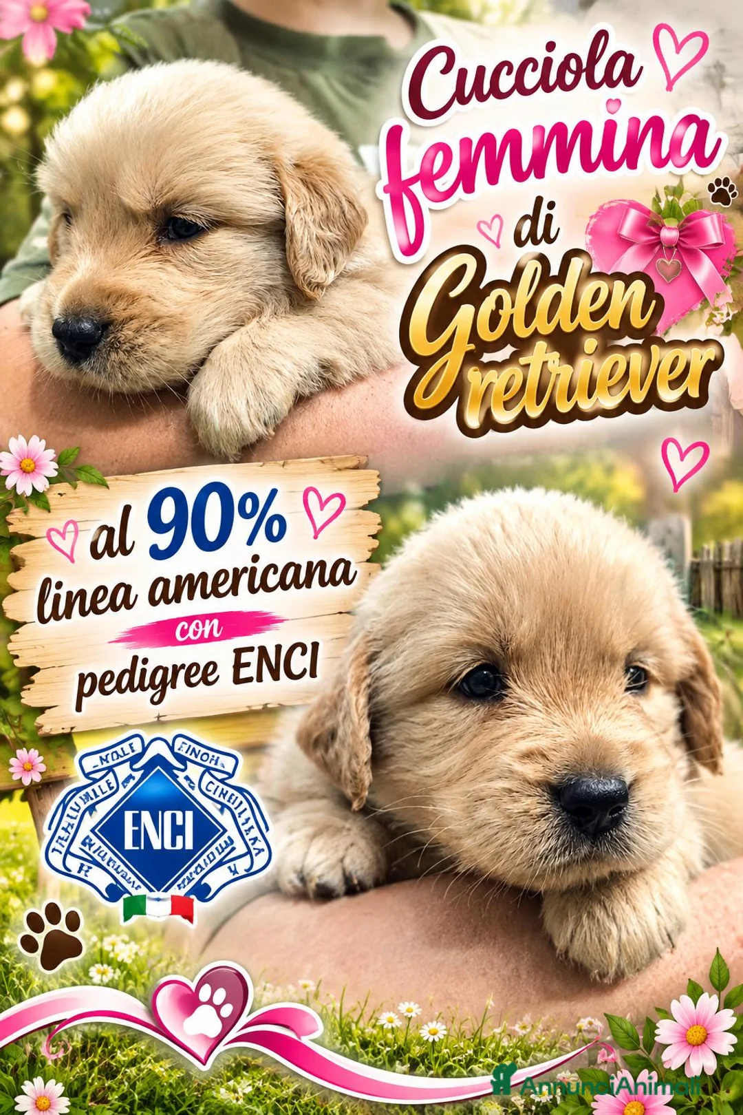 Golden Retriever cani in vendita:  Golden retriever pedigree ENCI 90% americani  - Annuncio 2